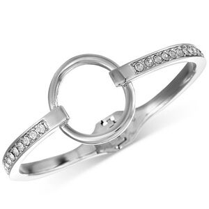 Alfani Silver-Tone Open Circle & Pavé Bangle Bracelet NWT